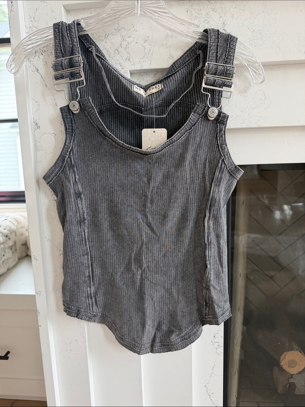 Free People Charcoal Ribbed Overall-Style Tank